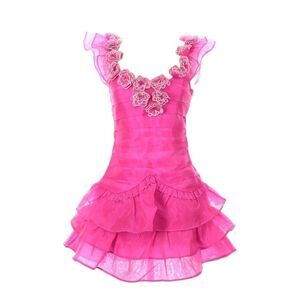 Loveshackfancy Sheer Roses Tiered Ruffled Filmy Chaya Dress Sz 8 NWT Flirty Fuch